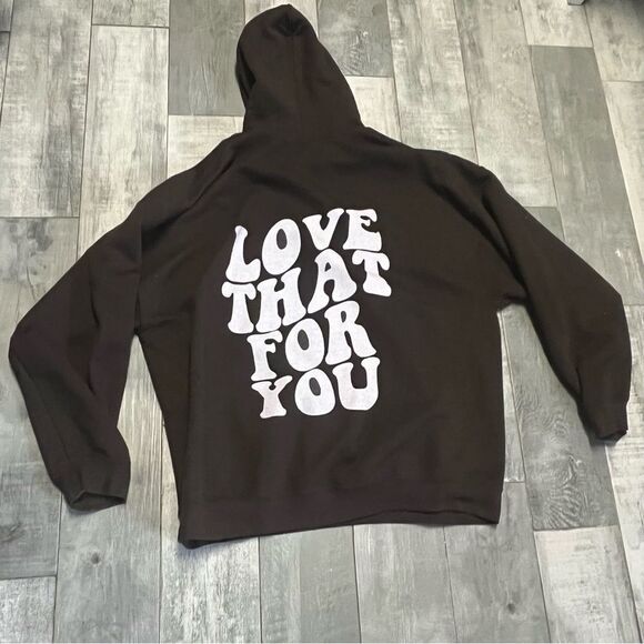 “Love That For You” Brown White Bubble Letter Heavy Weight Cotton Hoodie 2X - Picture 1 of 5